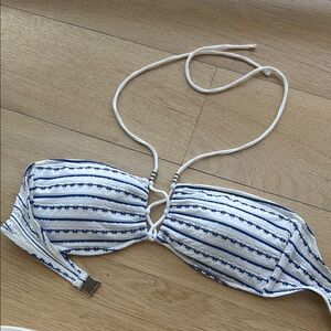Ralph Lauren M Striped Blue and White Bikini Top